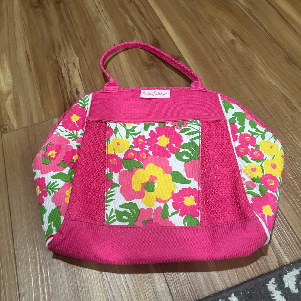 Lilly Pulitzer Pink and Green Floral Tote Lunch Bag
